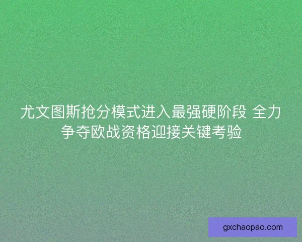 尤文图斯抢分模式进入最强硬阶段 全力争夺欧战资格迎接关键考验